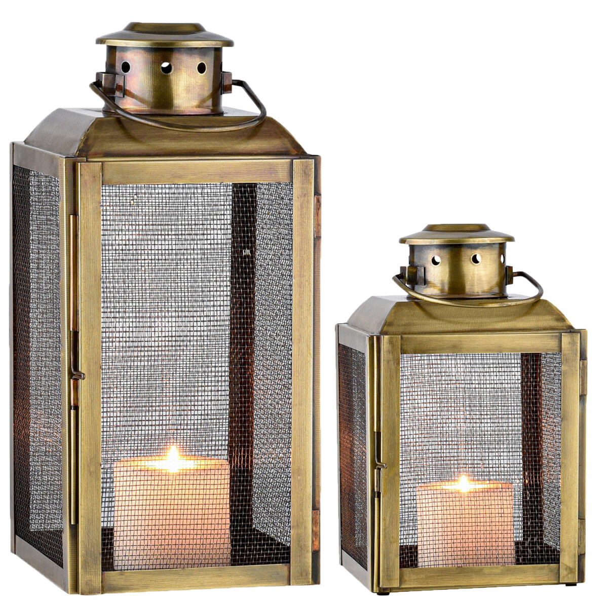 Set van 2 vintage decoratieve lantaarns, box