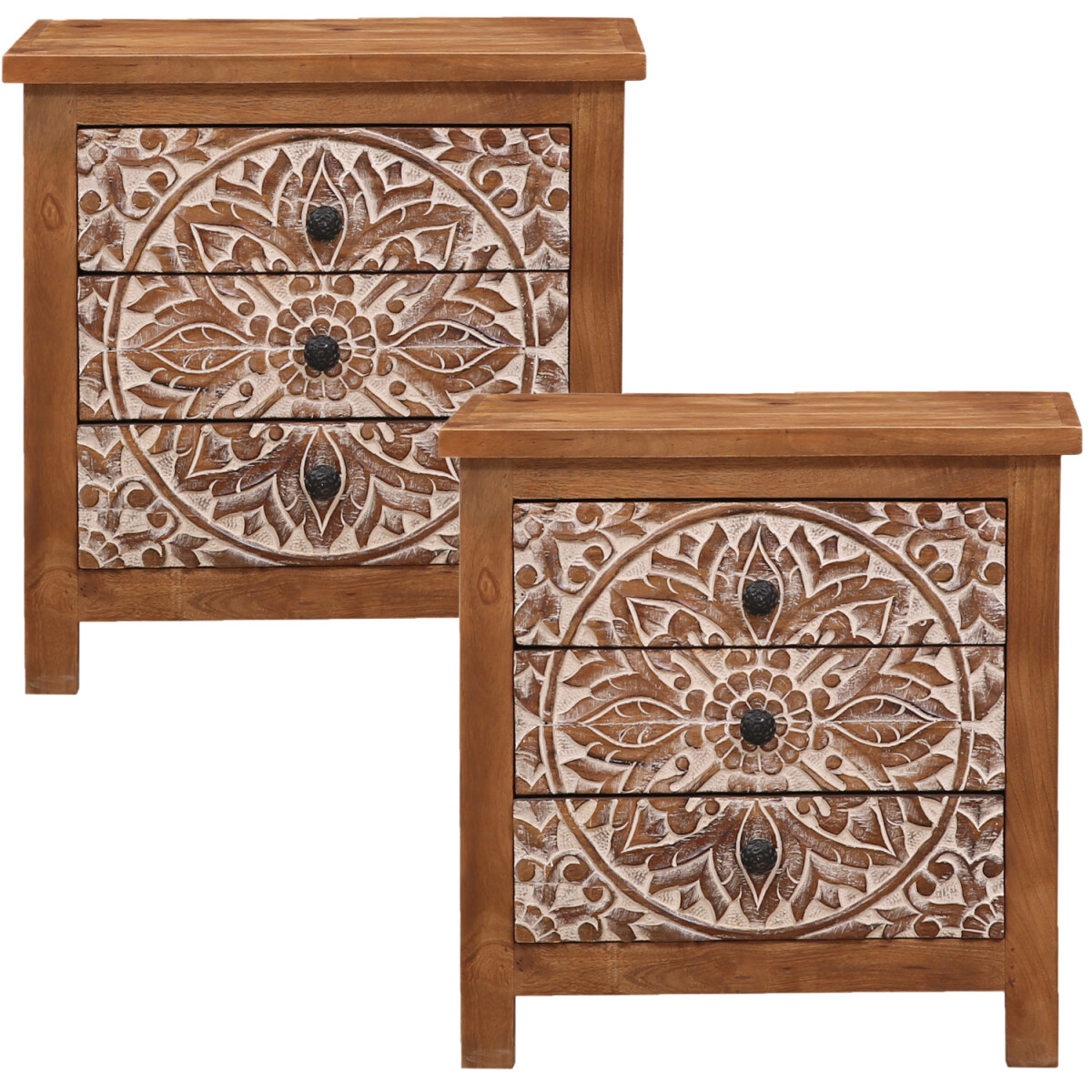 Set van 2 oosterse meubels: nachtkastjes box
