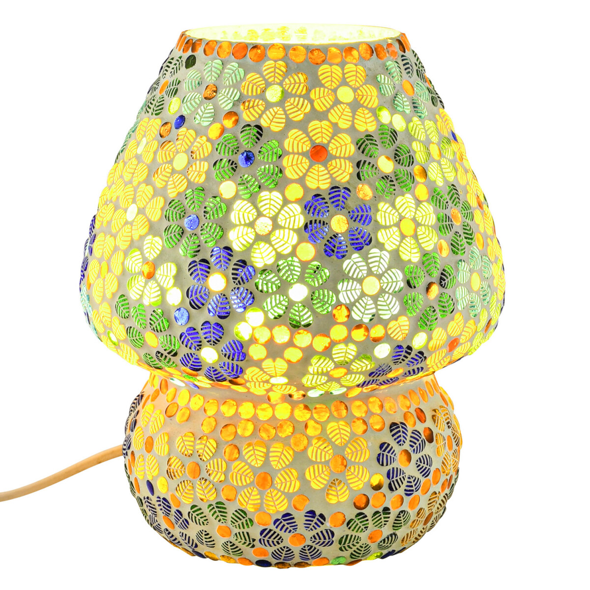 Boho-tafel- en nachtlamp van glas met mo box