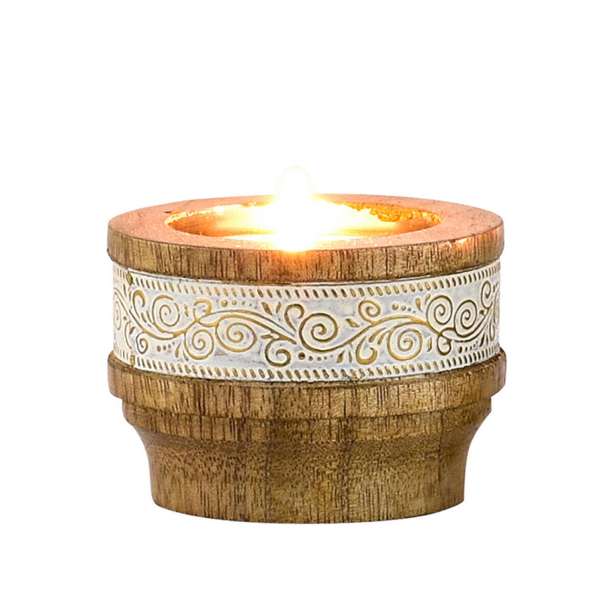 Boho-decoratie: houten theelichthouder H box