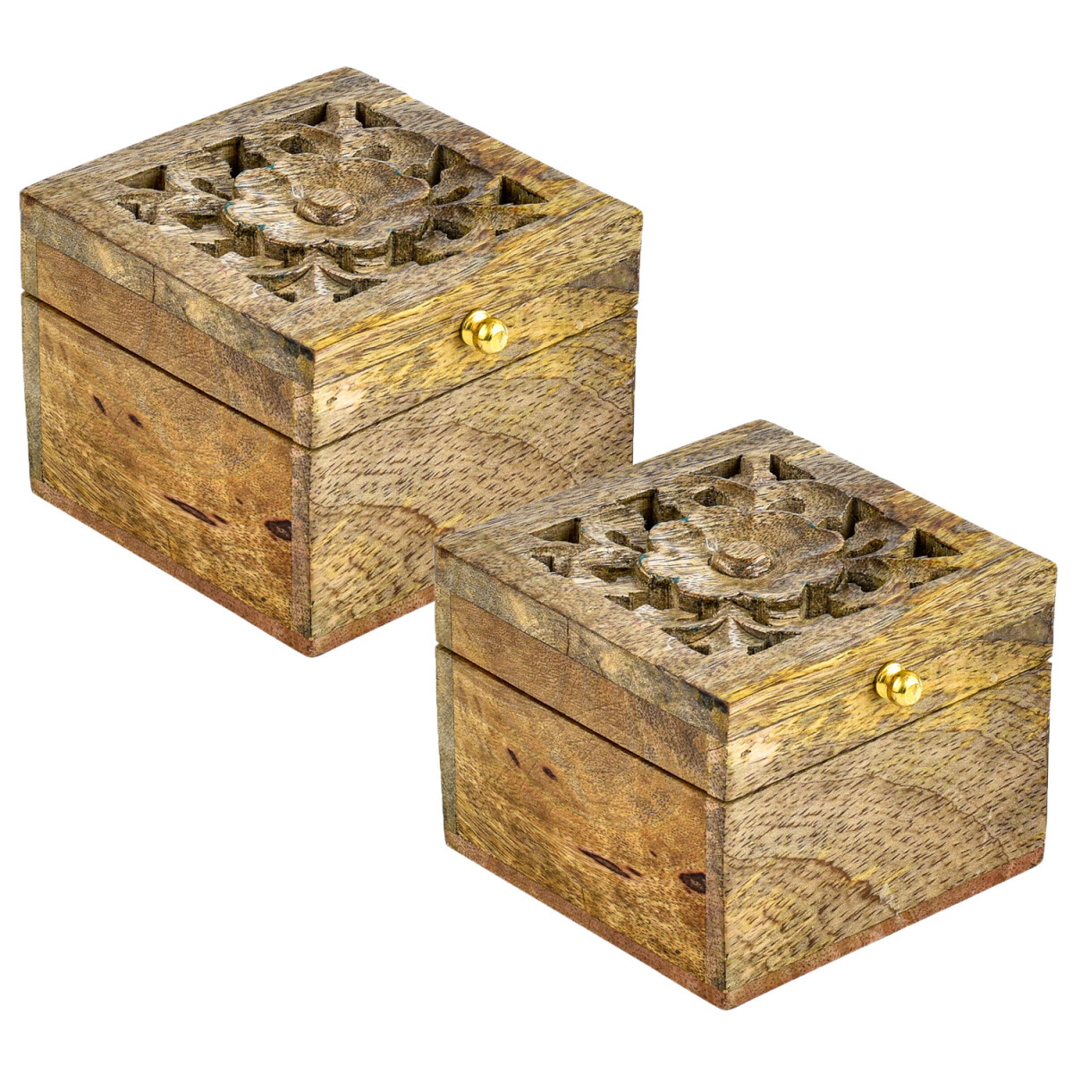 Set van 2 oosterse decoratieve houten opbergdozen van Lounes