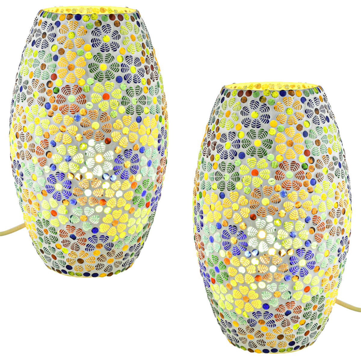 Set van 2 boho-decoratieve tafellampjes, nachtlampjes van gl