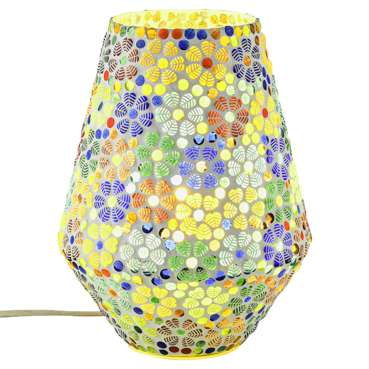 Boho-tafel- en nachtlamp van glas met mozaïekpatroon en