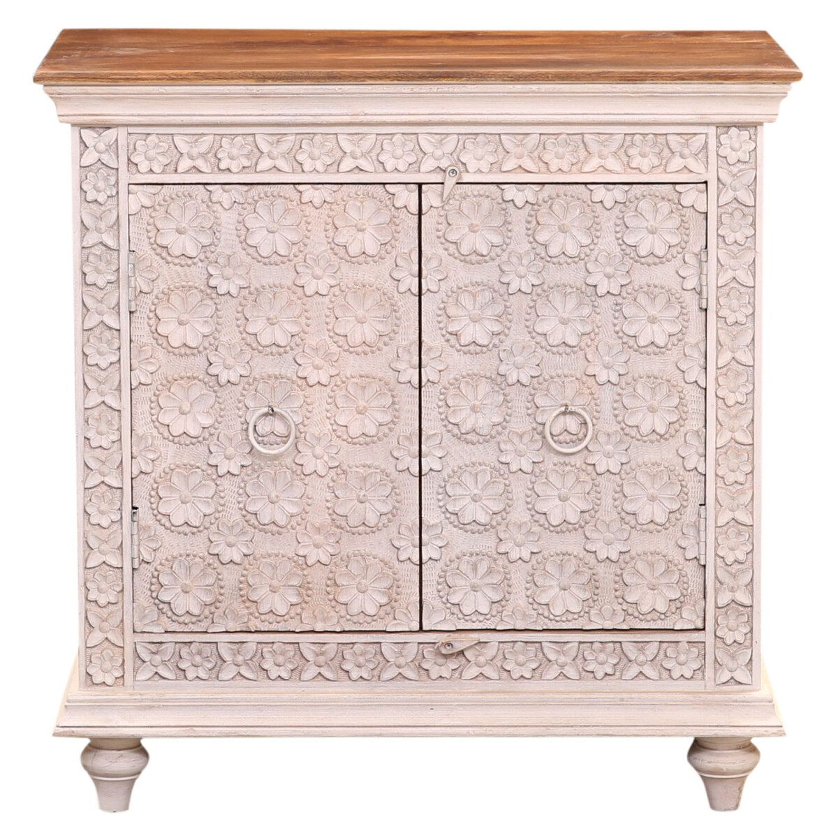 Boho-meubel: houten dressoir Kabira Wit