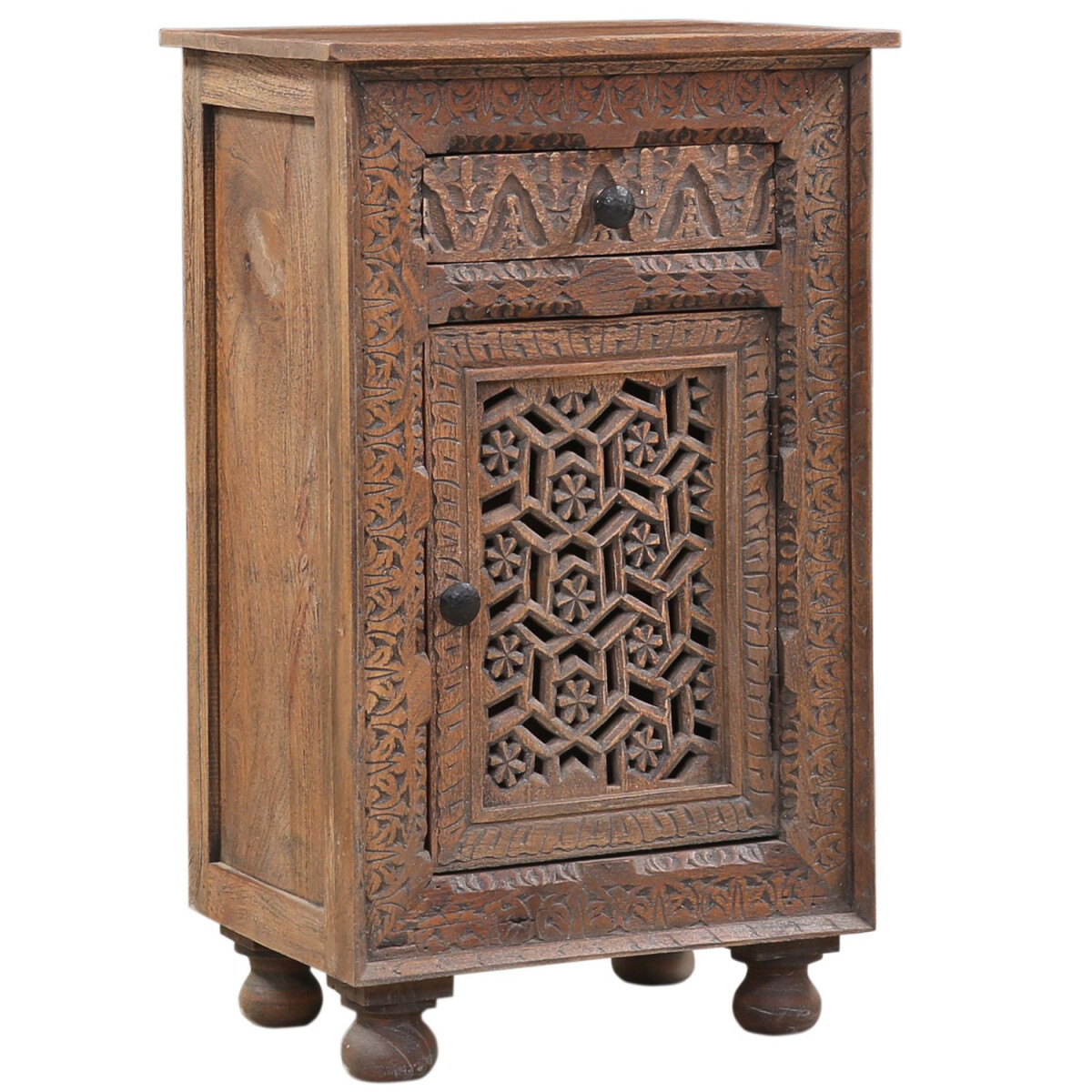 Oosterse vintage nachtkastje/bijzettafel Pedro 90 cm