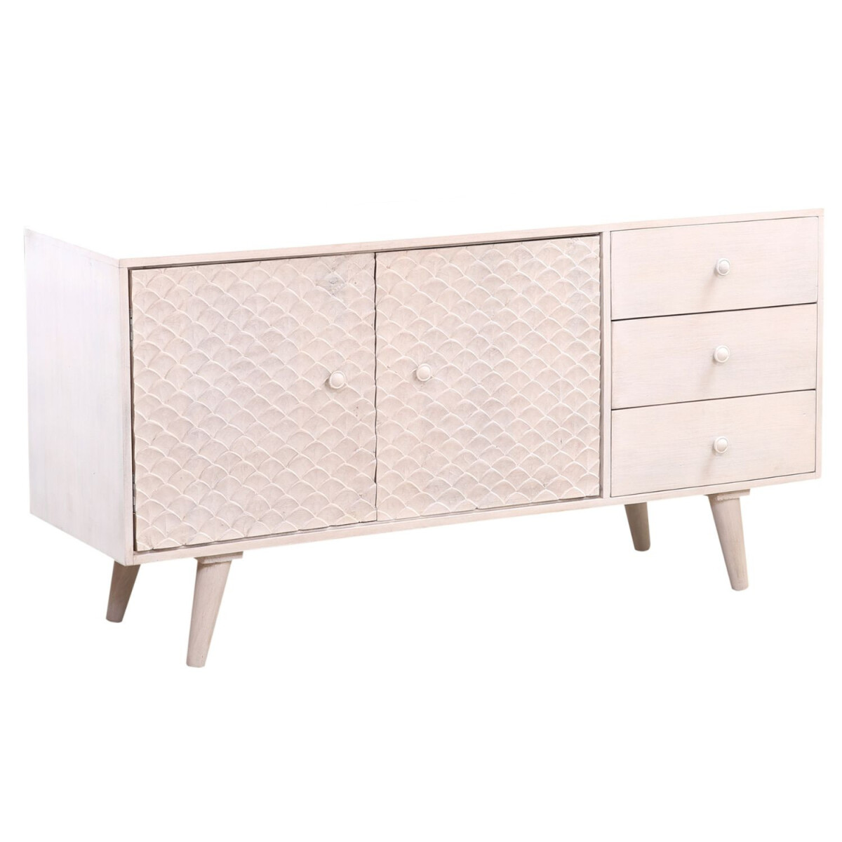 Boho tv-kast met plank en bankje, laag m box