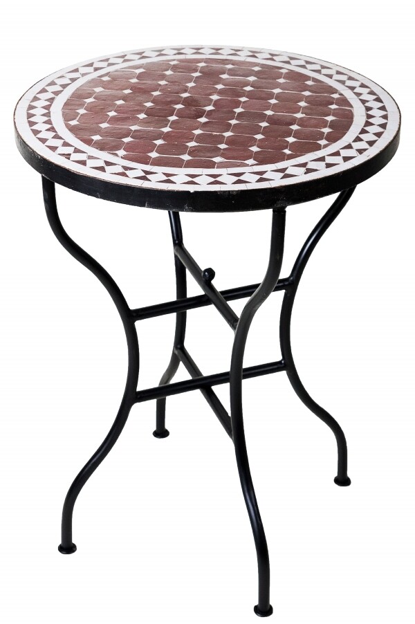 Marokkaanse mozaïektafel Marrakesh Bordeaux-wit &Oslash