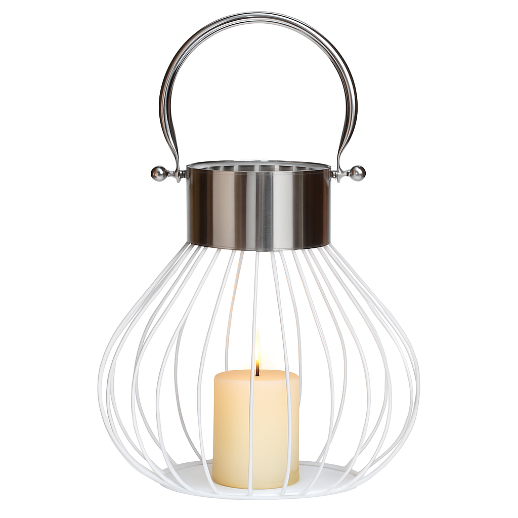 MAADES windlicht met handvat Romane - Wit