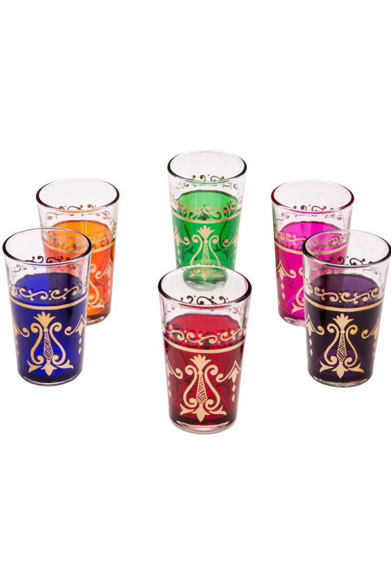 6x theeglazen Arab (verschillende kleure box