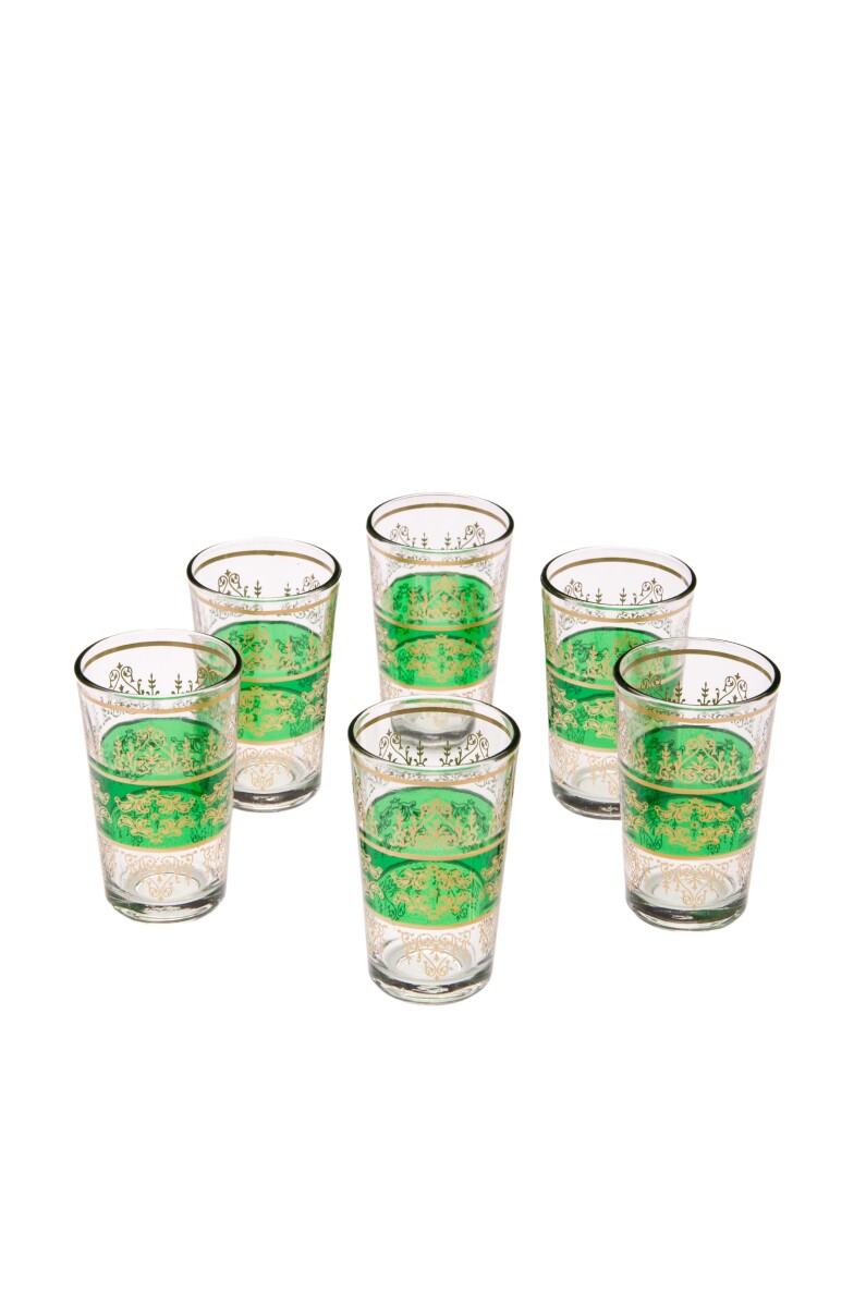 6x Orient-theeglas Marrakesh Groen - set box