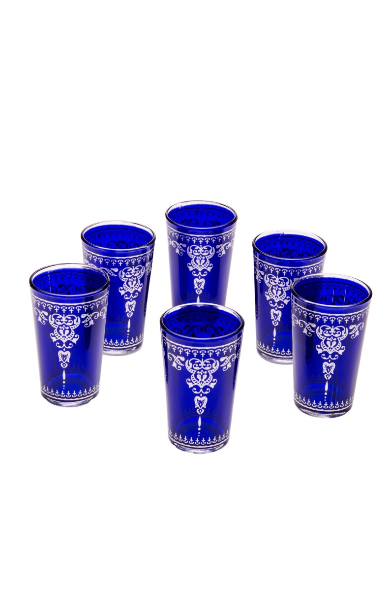 6x Orient theeglas Andalous blauw - set  box
