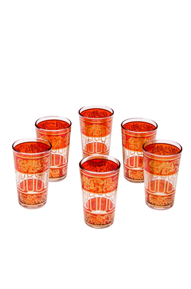 6x Lamia Orange oosterse theeglazen - se box