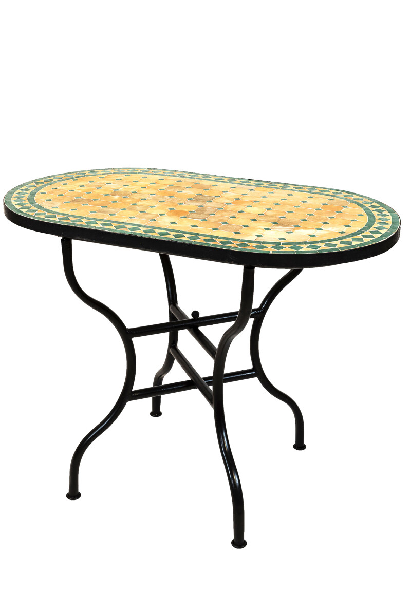 Marokkaanse mozaïektafel Marrakesh beige-groen 100x60 c