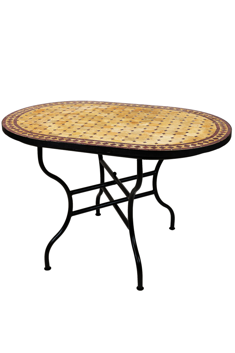 Marokkaanse mozaïektafel Marrakesh Beige Bordeaux 120x8