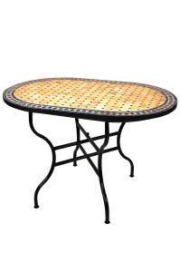 Marokkaanse mozaïektafel Marrakesh beige-blauw...