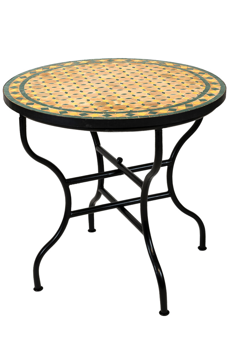 Marokkaanse mozaïektafel Giralda beige, geel, groen 80 