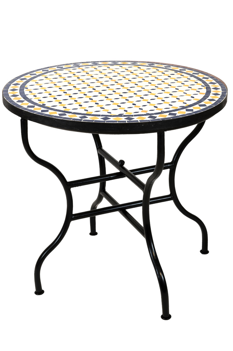 Marokkaanse mozaïektafel Giralda wit, geel en blauw 80 
