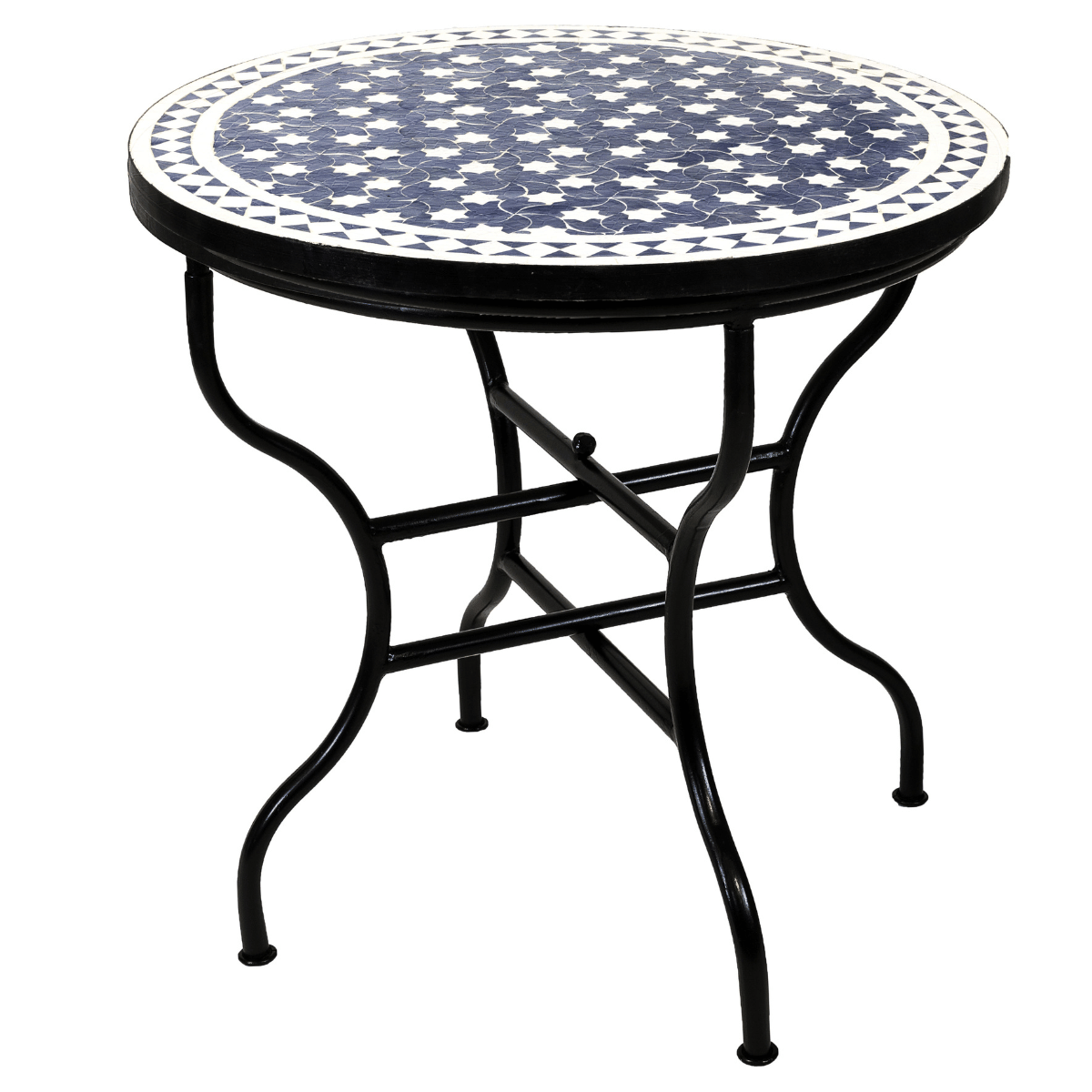 Marokkaanse mozaïektafel Estrella Blauw Wit 80 cm | Han