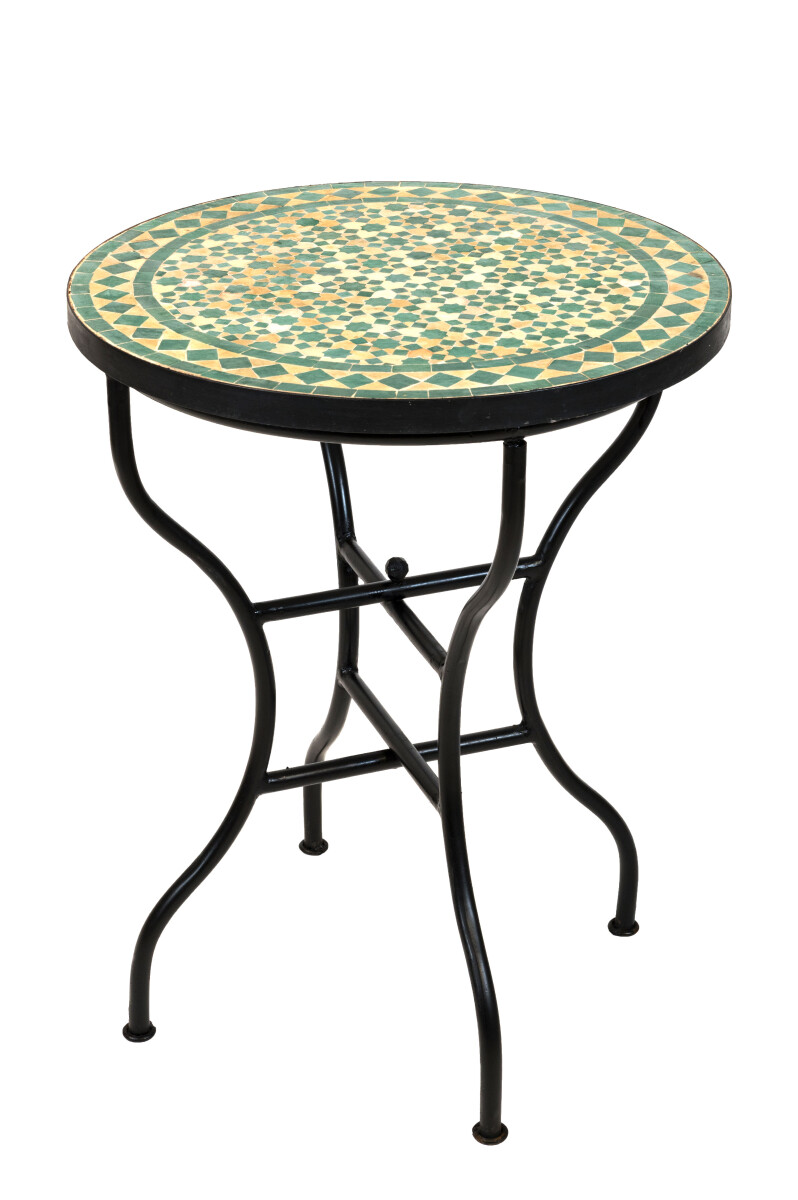 Marokkaanse mozaïektafel Albaicin beige-groen Ø6