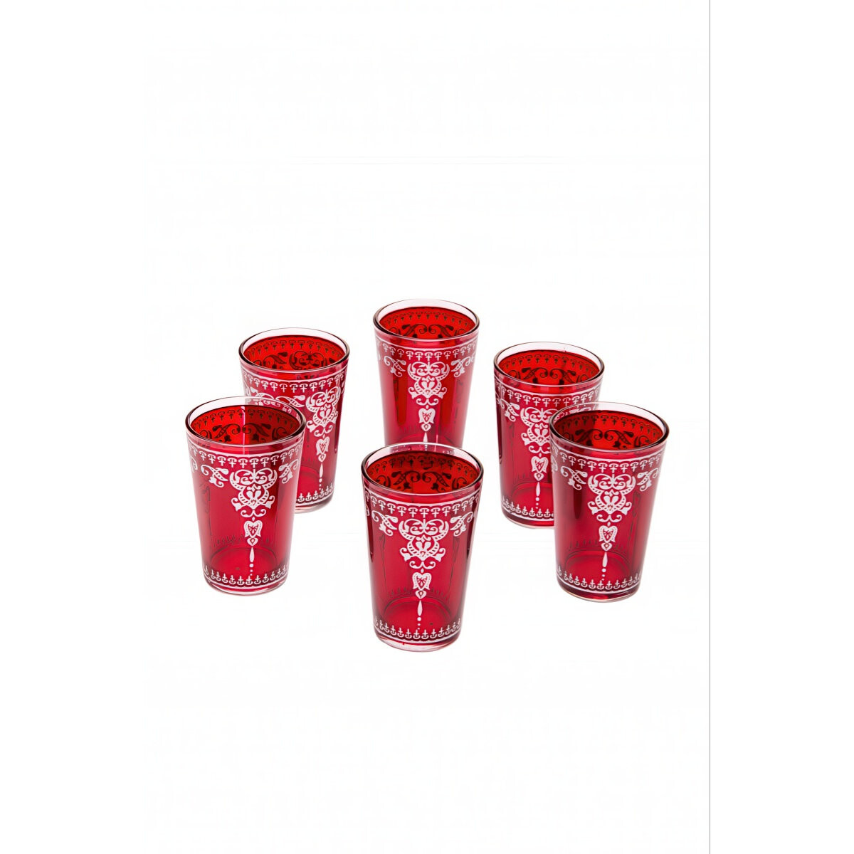6 oosterse theeglazen Andalous rood - se box