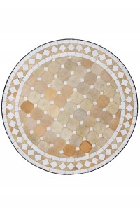 Marokkaanse mozaïektafel Marrakesh, beige en wit, 60...