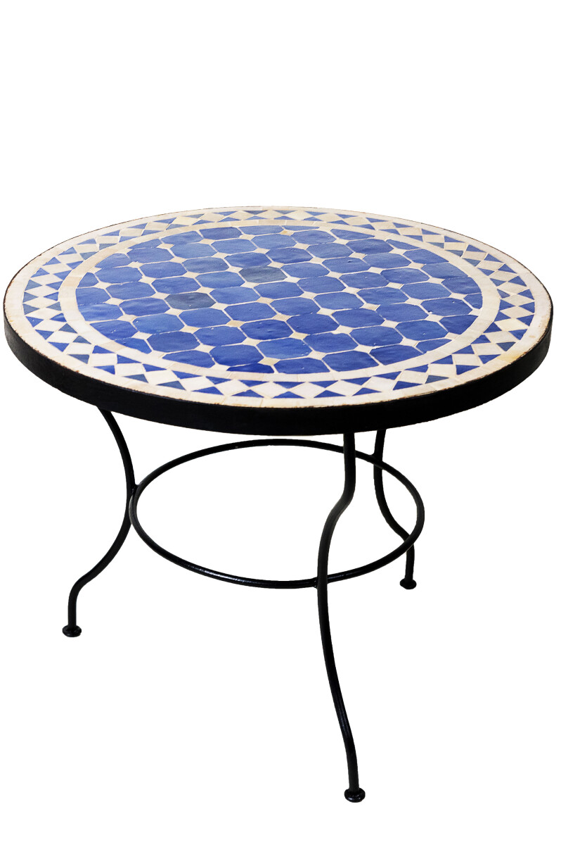 Marokkaanse mozaïektafel, Marrakesh-blauw en beige, 60 