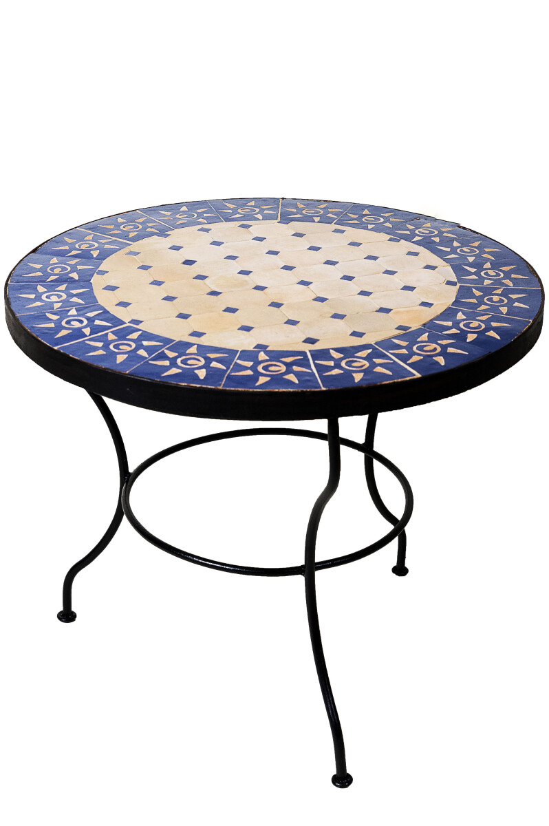 Marokkaanse moza&iuml;ektafel Zon, beige en blauw, 60...