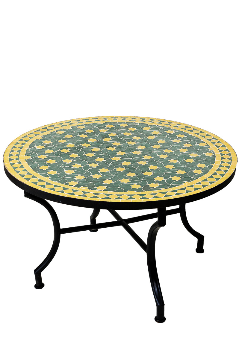 Marokkaanse mozaïektafel Estrella groen-geel, diameter 
