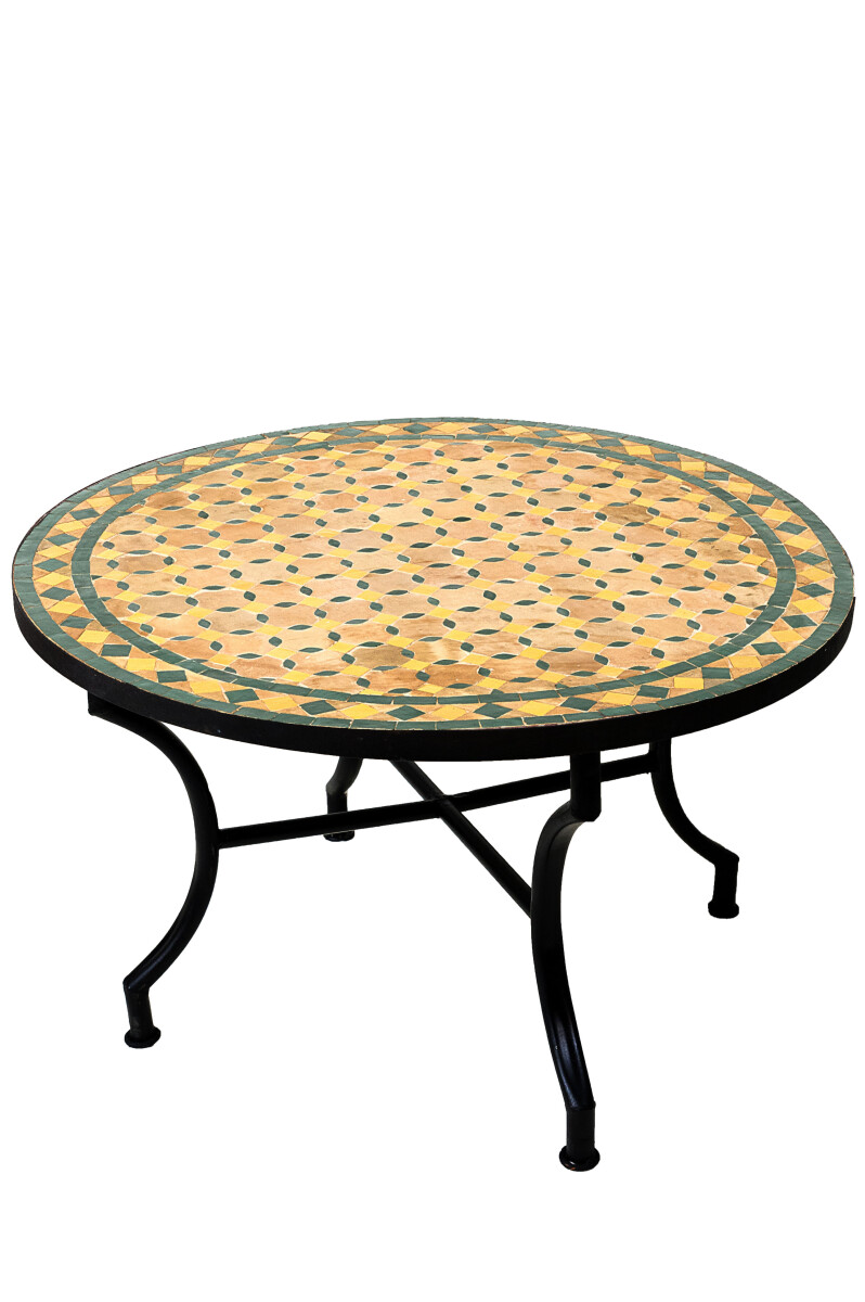 Marokkaanse mozaïektafel Giralda beige, geel, groen, &o