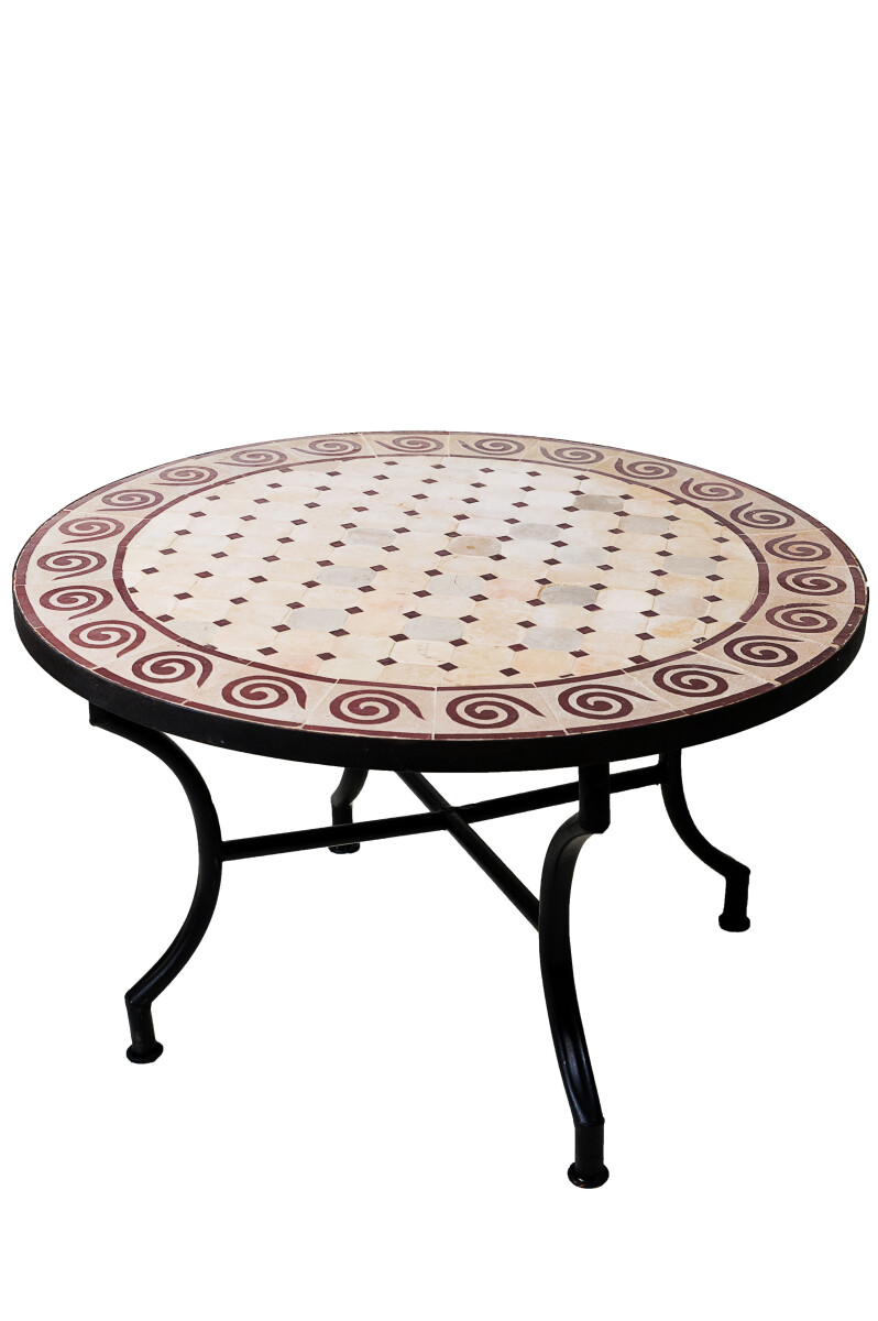 Marokkaanse moza&iuml;ektafel Spiraal Beige Bordeaux,...