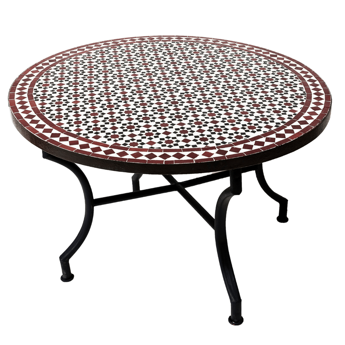 Marokkaanse mozaïektafel Albaicin zwart-wit-bordeaux &o