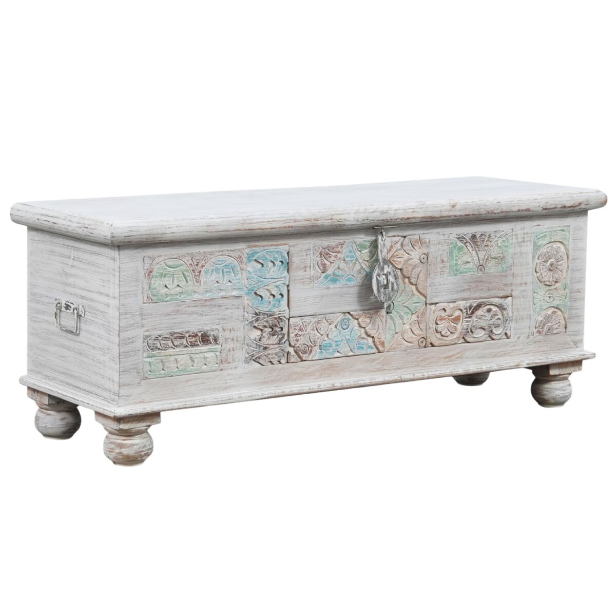 Apala-kist van massief hout, boho-vintag box