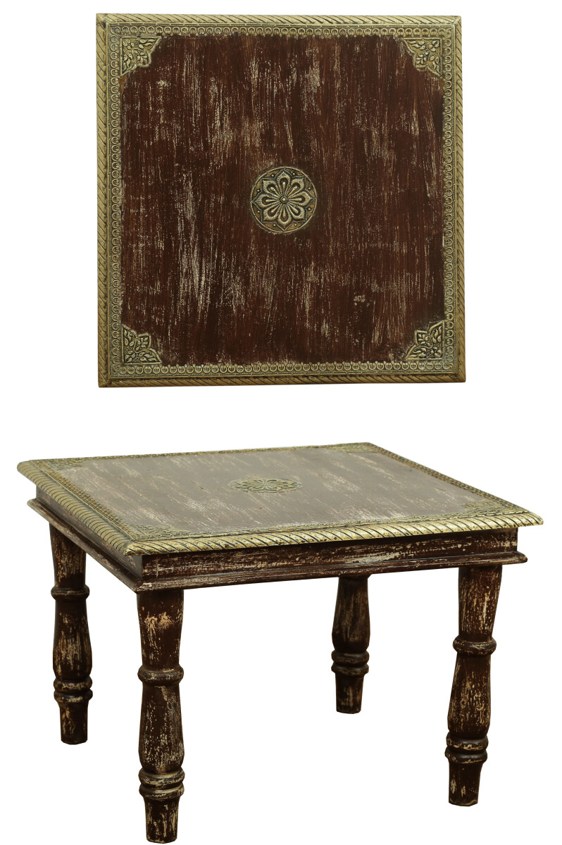 Vintage houten salontafel/bijzettafel Anjay bruin - 55 cm -