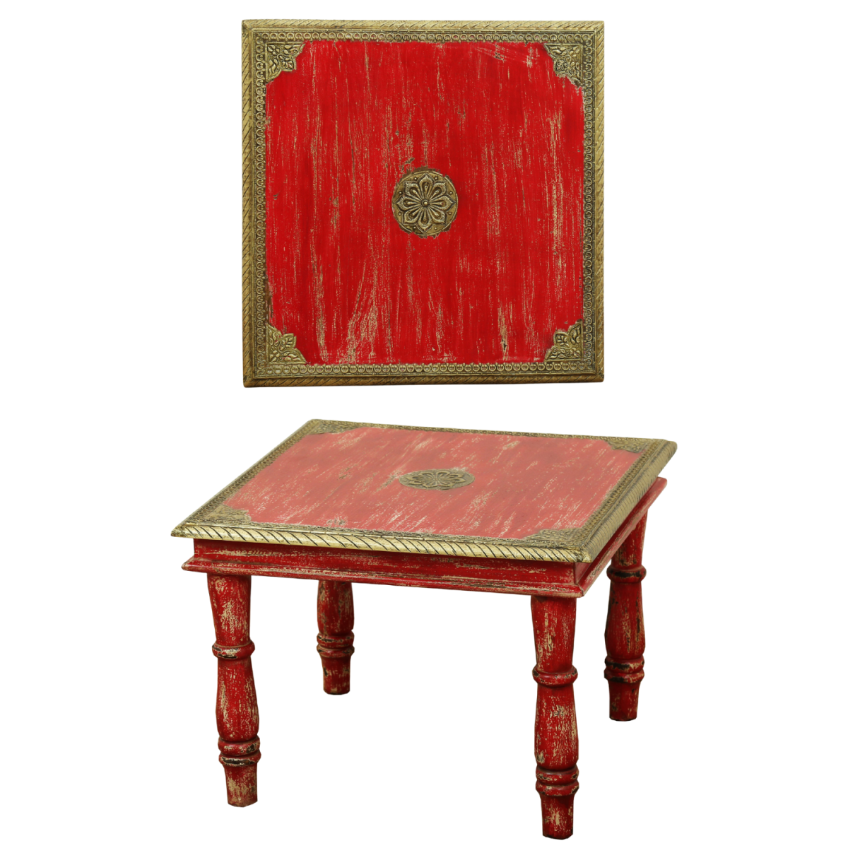 Salontafel Anjay Rood 55x55 cm | Handgem box