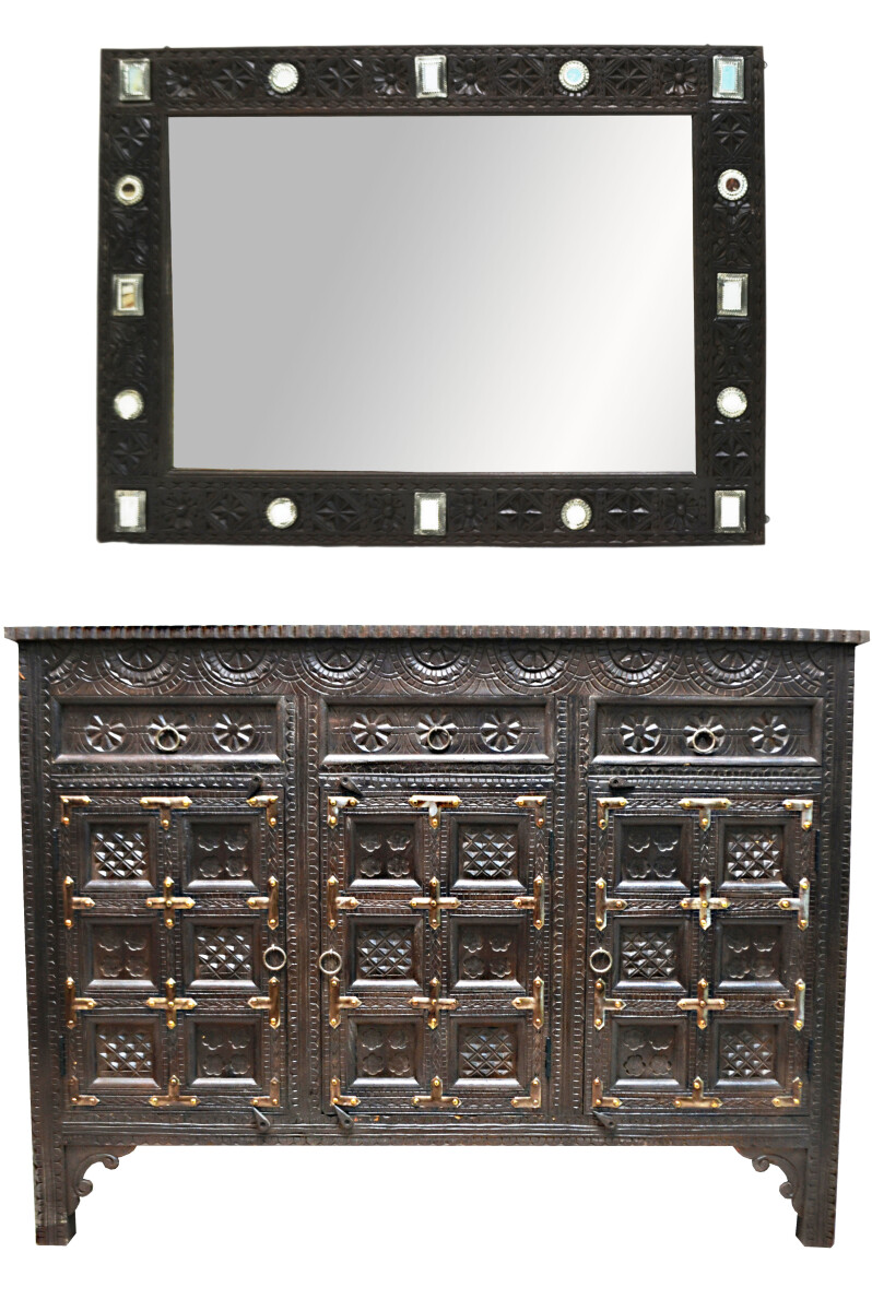 Oosterse set: dressoir met spiegel Hawa, box