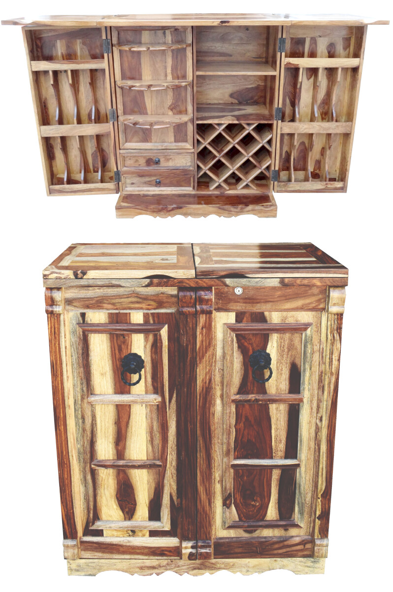 Oosterse bar met opklapbare toog, gemaakt van massief hout, 