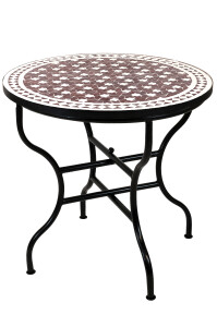 Marokkaanse mozaïektafel Estrella Bordeaux Wit 80 cm...
