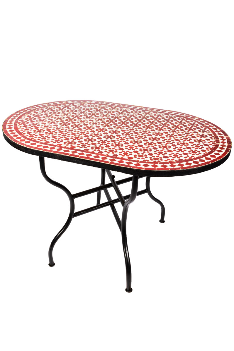 Marokkaanse mozaïektafel Albaicin Wit Bordeaux 120x80 c