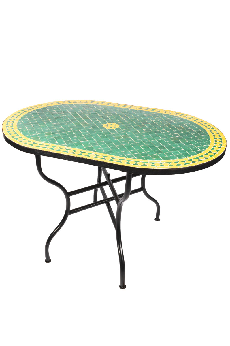 Marokkaanse mozaïektafel Bilbao Groen Geel 120x80 cm | 