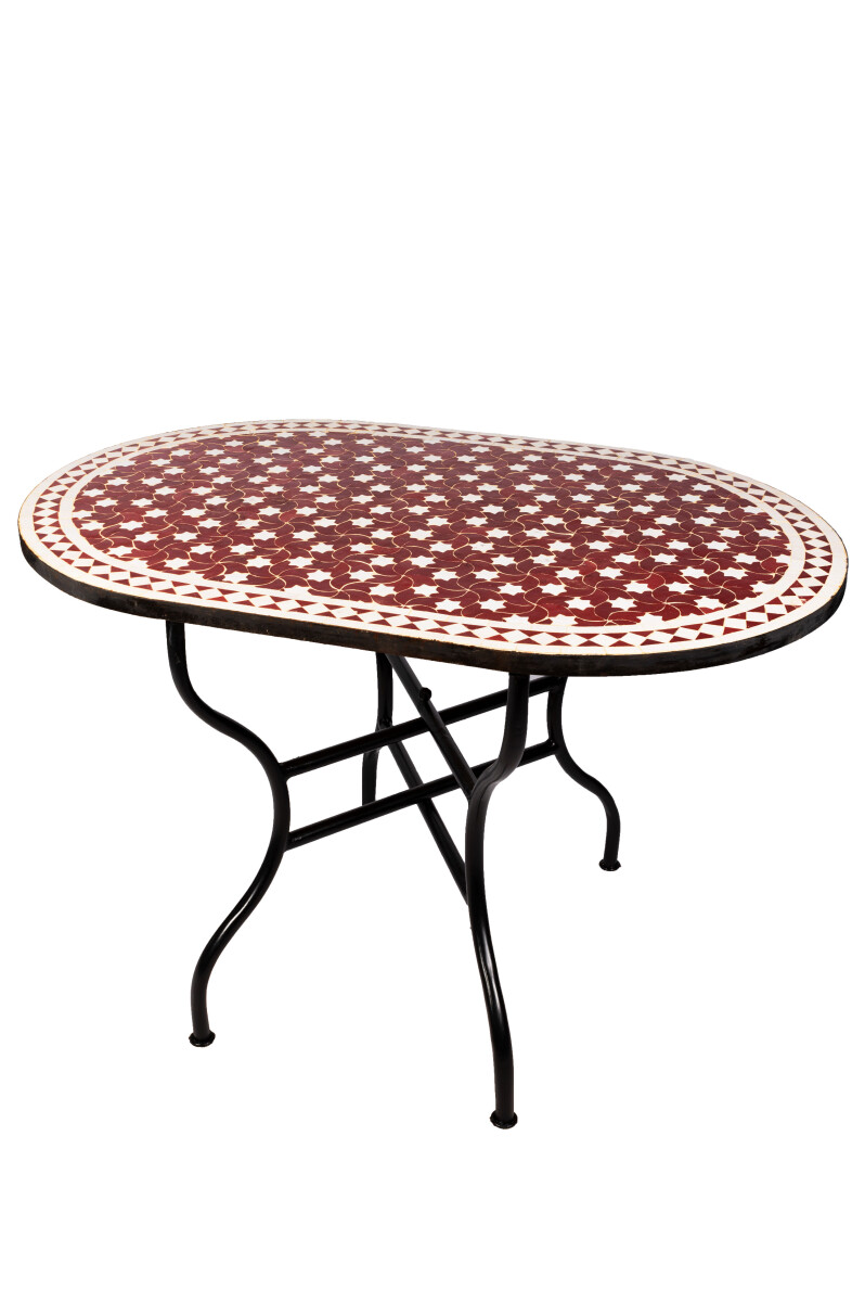 Marokkaanse mozaïektafel Estrella Bordeaux Wit 120x80 c