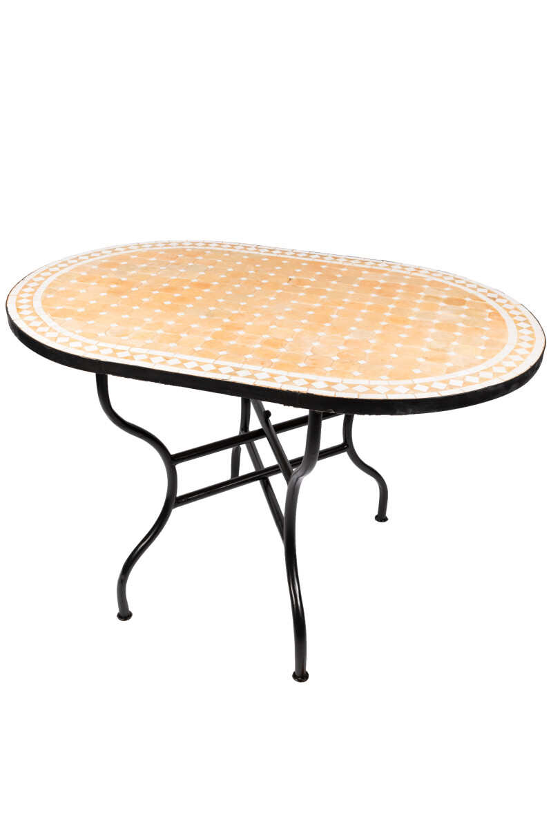 Marokkaanse mozaïektafel Marrakesh beige-wit 120x80 cm 