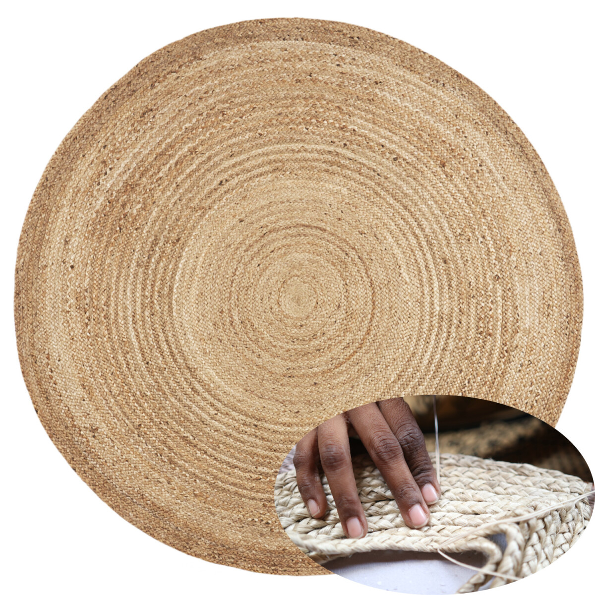 Rond, gevlochten jute tapijt Abril 150 c box