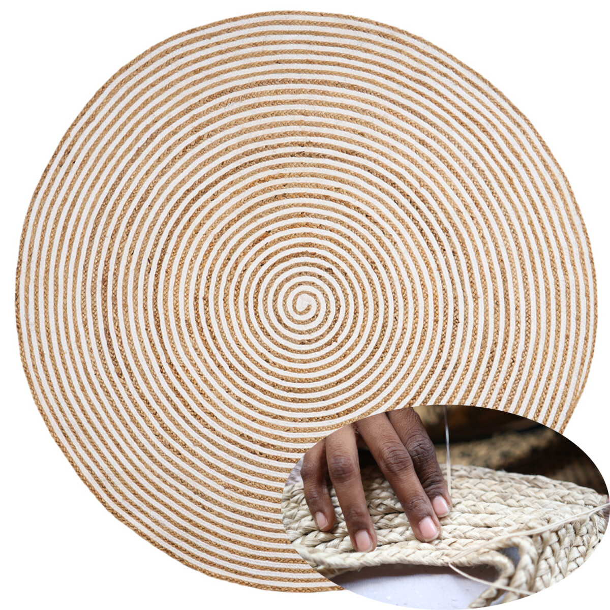 Rond jute tapijt Rocio 150 cm box