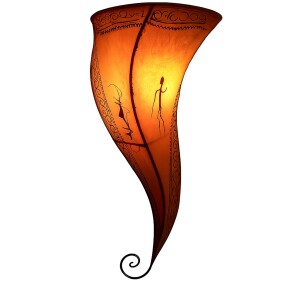 Wandlamp Suma Oranje | Marokkaanse boho-lederen lamp,...