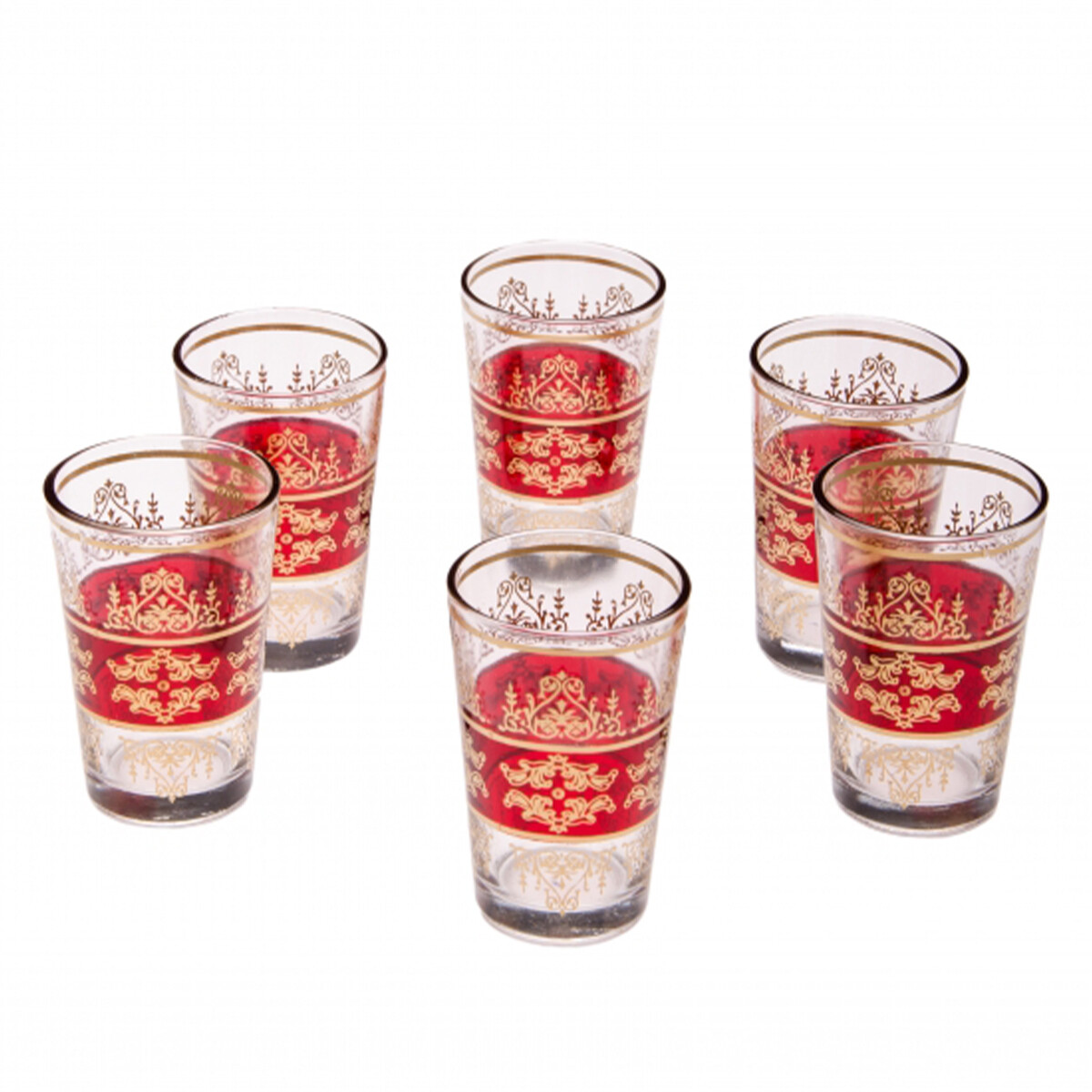 6x Oosterse theeglazen Marrakesh Rood - set van 6