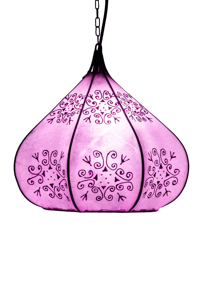 Henna-lamp Kabir Paars 35 cm | Oosterse lamp van leer en met