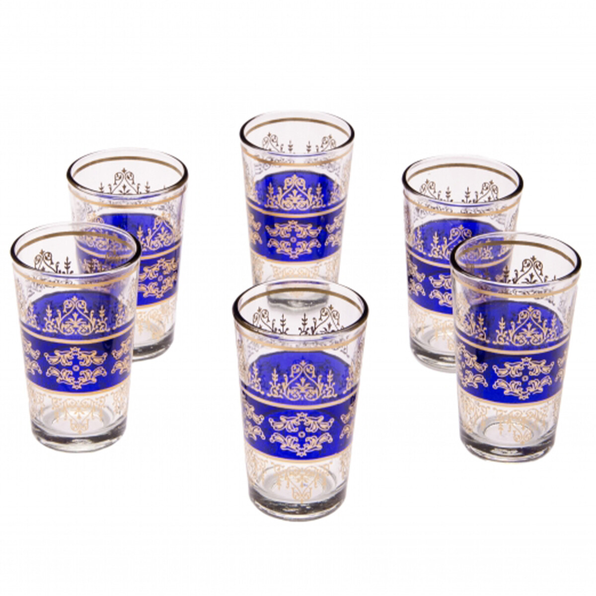 6x Orient-theeglas Marrakesh Blauw - set box
